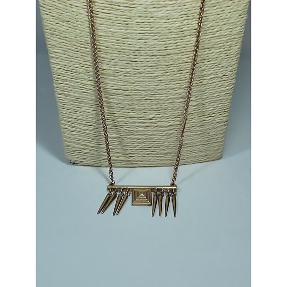 Banana Republic Necklace Gold Tone Spike Long Cable Etruscan Revival Spike - Picture 5 of 8